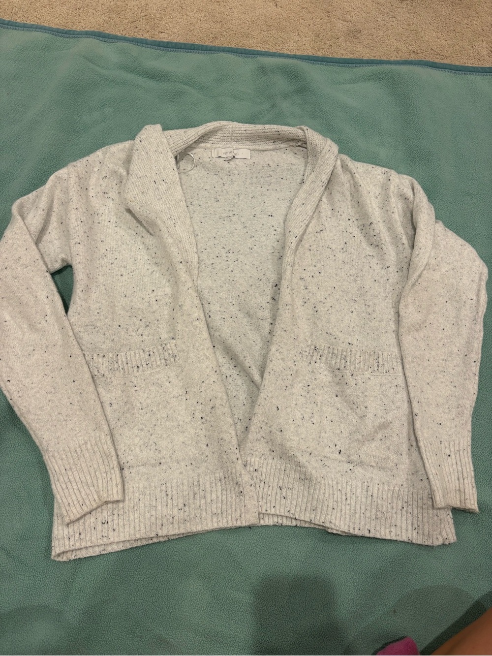 Verve Ami Light Gray Speckled Open-Front Cardigan